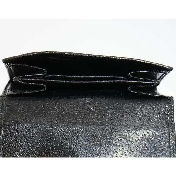Authentic Vintage Gucci G Clip Bifold Compact Wallet Black Leather Made Italy - Picture 4 of 11